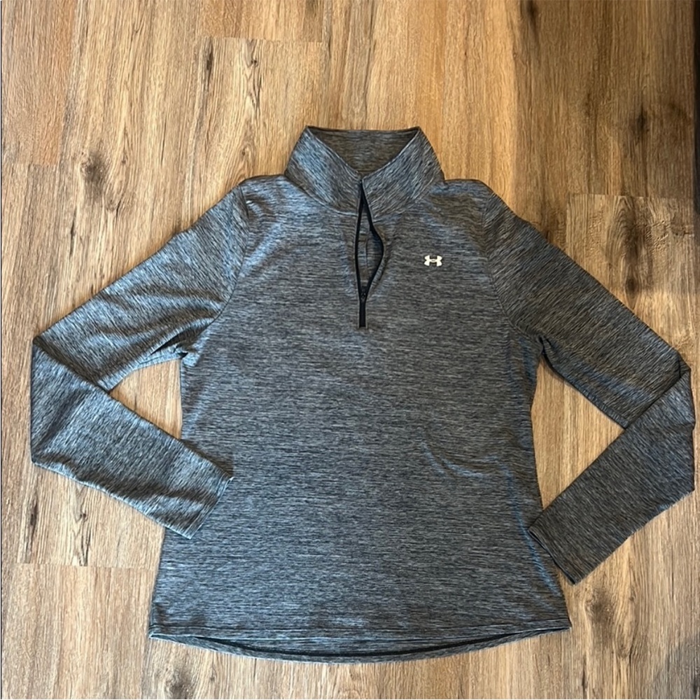 Under Armour Women's Black and Gray Quarter-Zip Sweatshirt